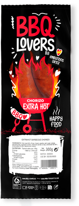 BBQ Lovers Chorizo Extra Hot Packaging Ingredients